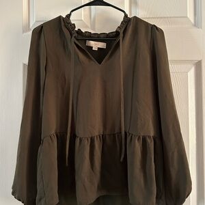 LOFT Olive Green Peasant Blouse
